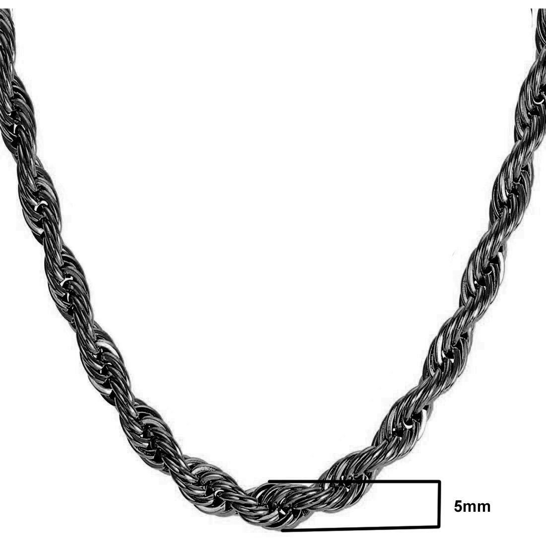 Nakabh Golden Stainless Steel Rope Chain Necklace For Men Boys (Black)