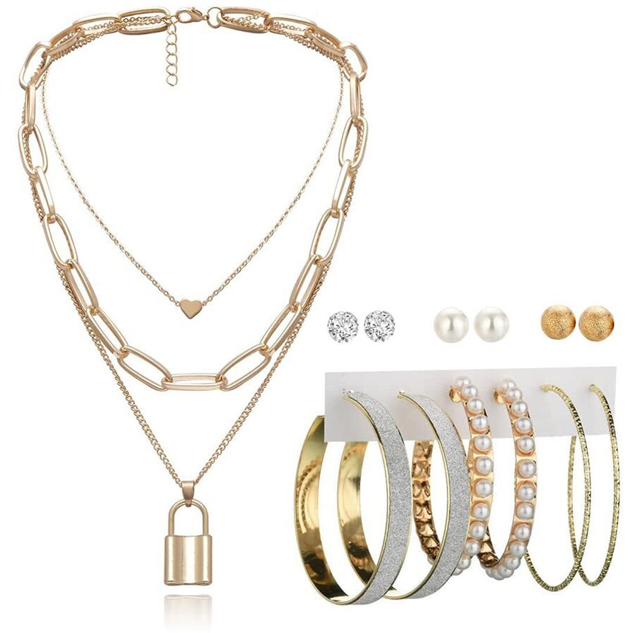 YouBella Fashion Jewellery Gold Plated Necklace and Earrings Combo Jewellery Set for Girls and Women (Gold) (Style 4)