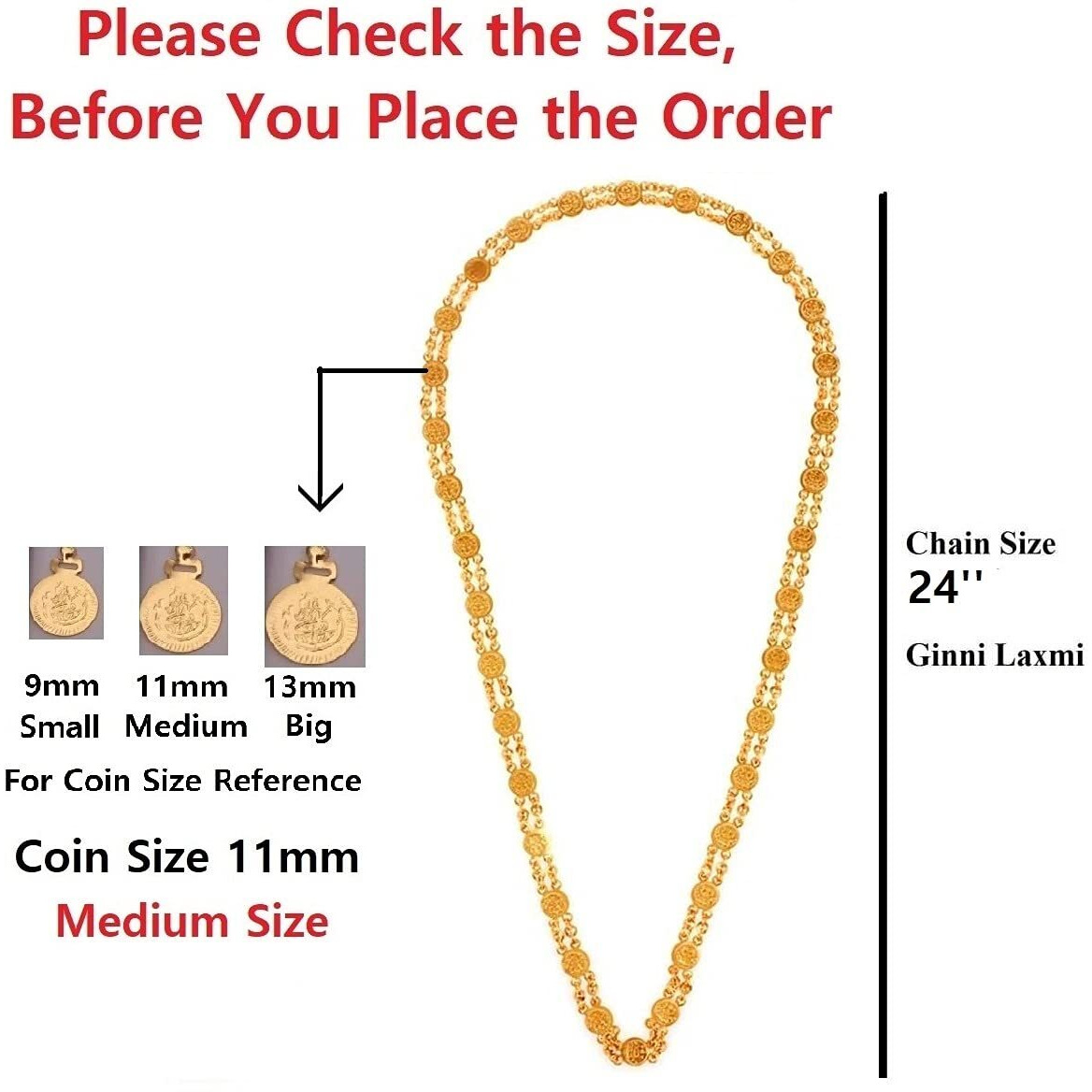 VAMA Fashions Gold Plated Traditional Temple Coin Jewellery God Lakshmi Coin Necklace Combo Set for Women (Lakshmi Coin Long)