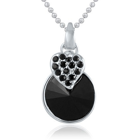 Mahi Black Heart Strawberry Rhodium Plated Pendant Set for Women NL1104089RBla