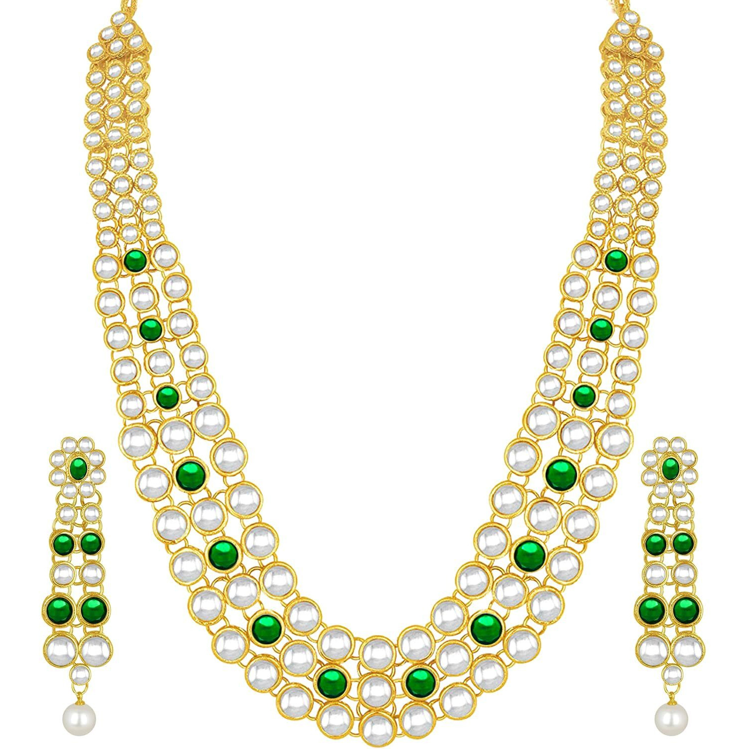 Peora Traditional Gold Plated Anushka Sharma Inspired Kundan Long Necklace with Earring Jewellery Set for Women Girls