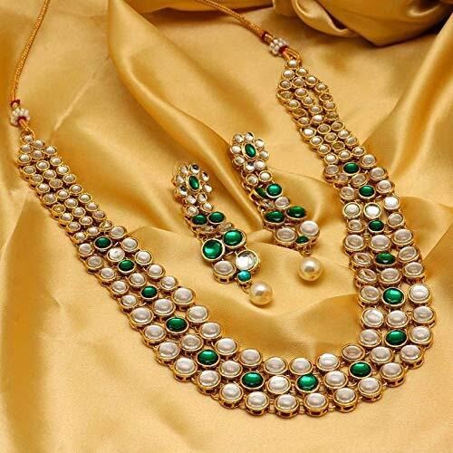 Peora Traditional Gold Plated Anushka Sharma Inspired Kundan Long Necklace with Earring Jewellery Set for Women Girls