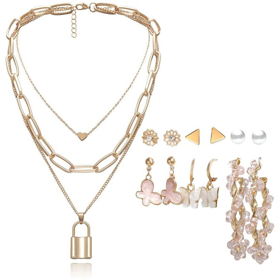 YouBella Fashion Jewellery Gold Plated Necklace and Earrings Combo Jewellery Set for Girls and Women (Gold) (Style 6)