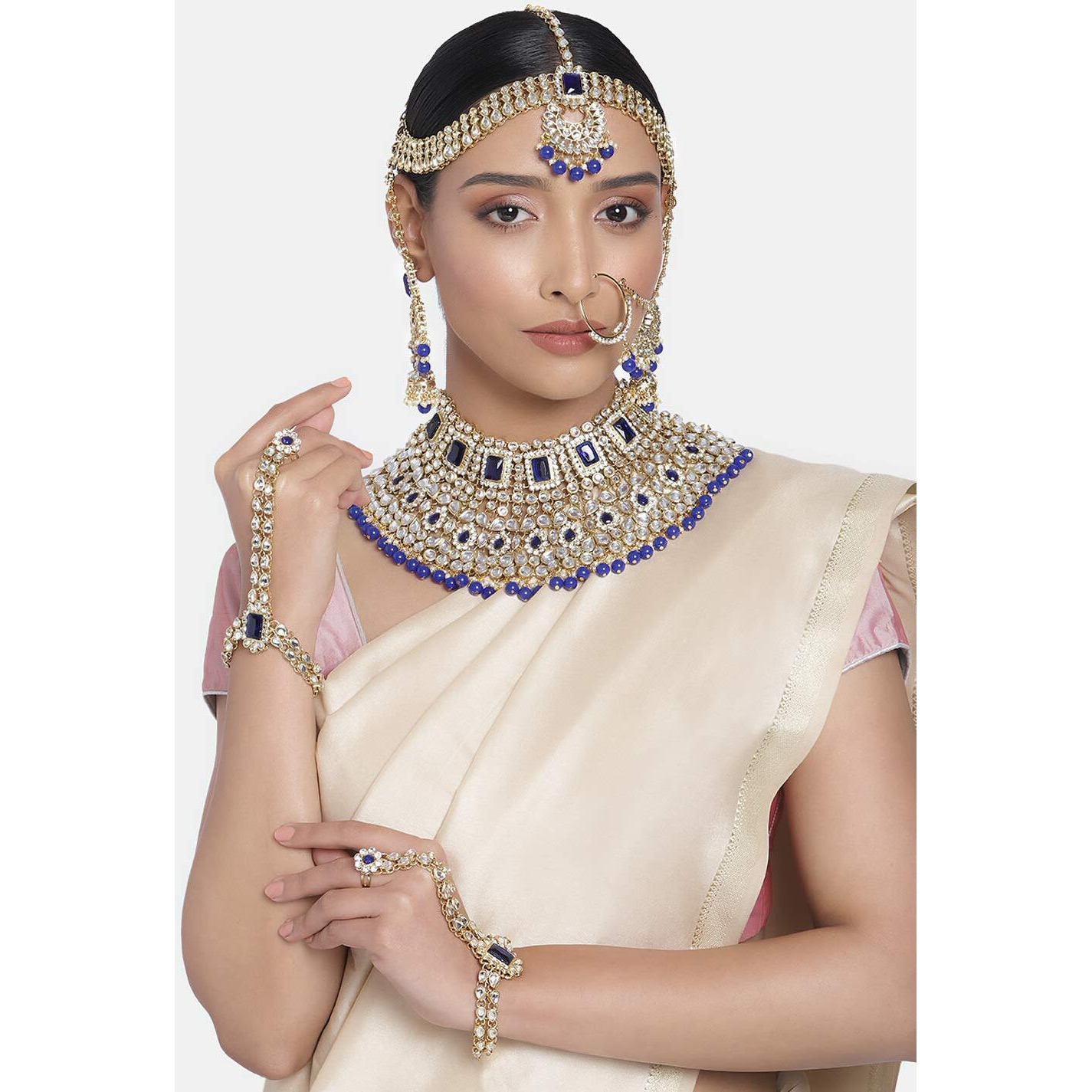 Peora 18K Gold Plated Jodha Akbar Choker Necklace Bridal Ethnic Indian Jewellery Set Women