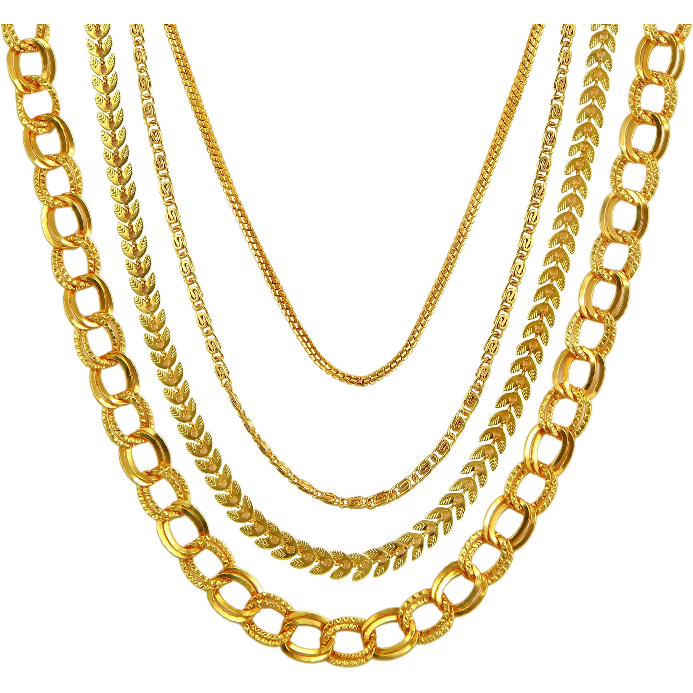 Charms 2019 Combo of Four Gold Plated Chains for Boys & Men