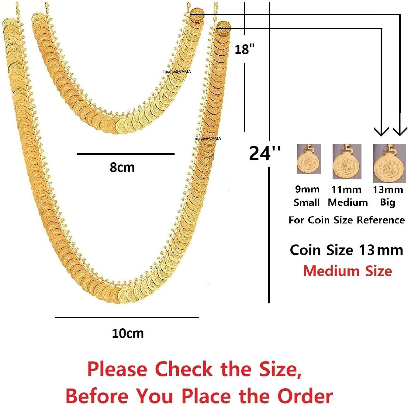 VAMA FASHIONS Gold-plated Base Metal Necklace Set for Women & Girls (Gold)