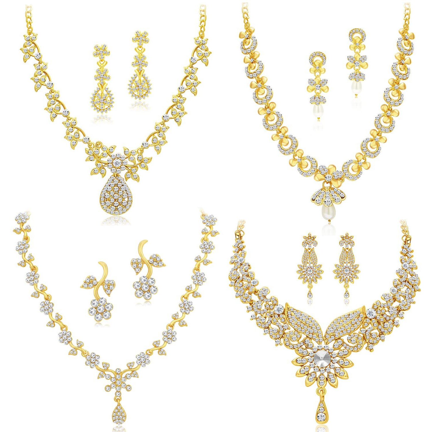 Sukkhi Glamorous Gold Plated Combo Necklace Set for Women (SKR85848)