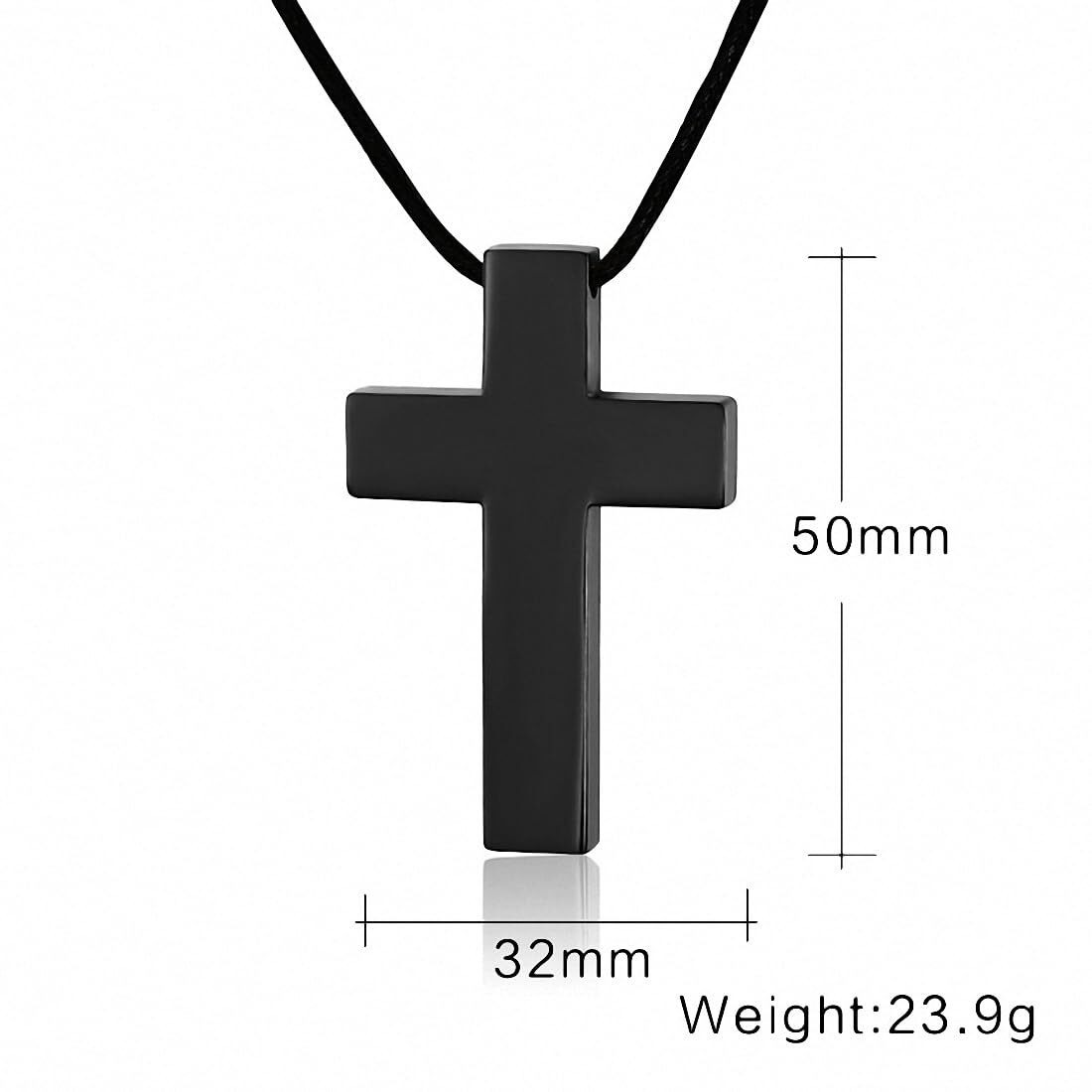 Asma Jewel House Stainless Steel Black Cross Pendant Black cord Necklace for men