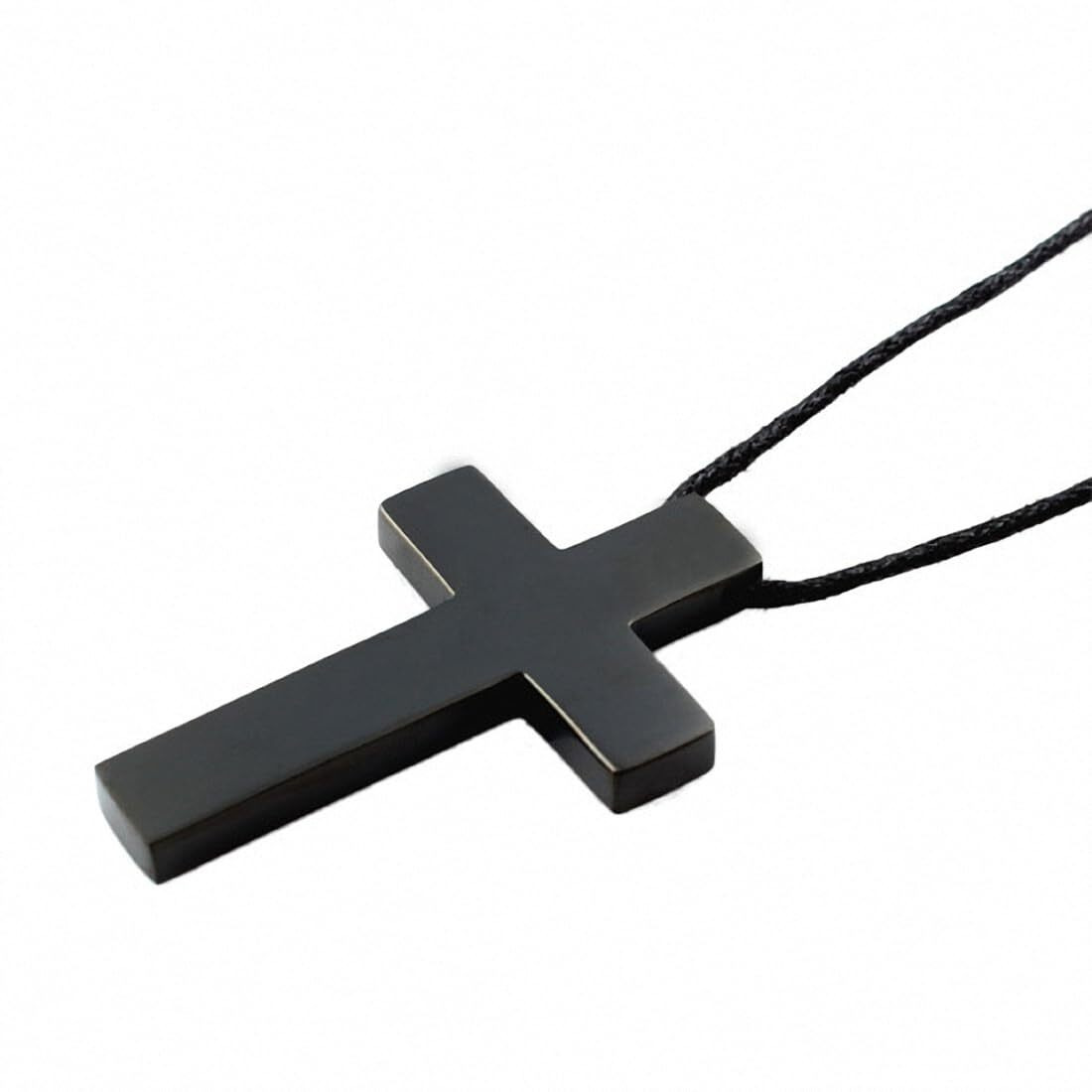 Asma Jewel House Stainless Steel Black Cross Pendant Black cord Necklace for men