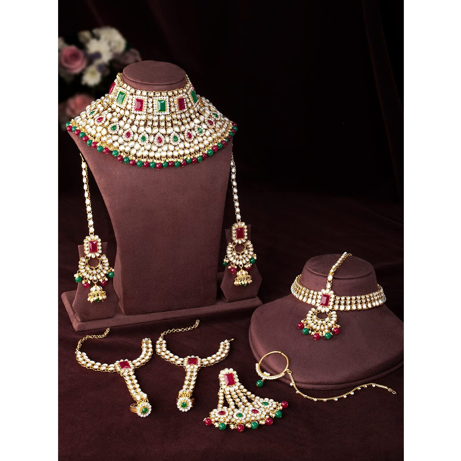 Peora 18K Gold Plated Jodha Akbar Choker Necklace Bridal Ethnic Indian Jewellery Set Women