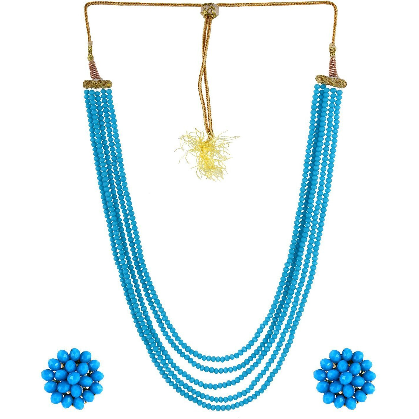 Karatcart Blue Crystal Beads Multi-Strand Necklace Set For Womens