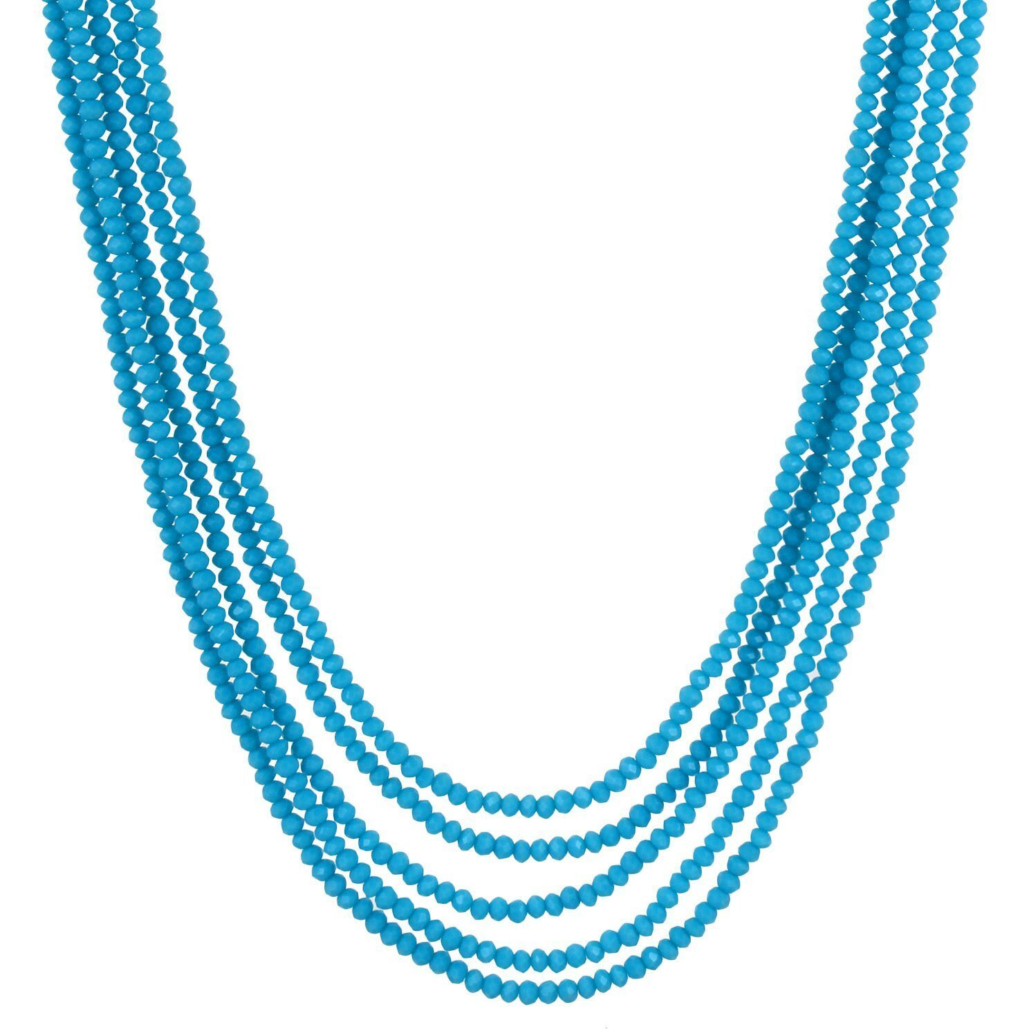 Karatcart Blue Crystal Beads Multi-Strand Necklace Set For Womens