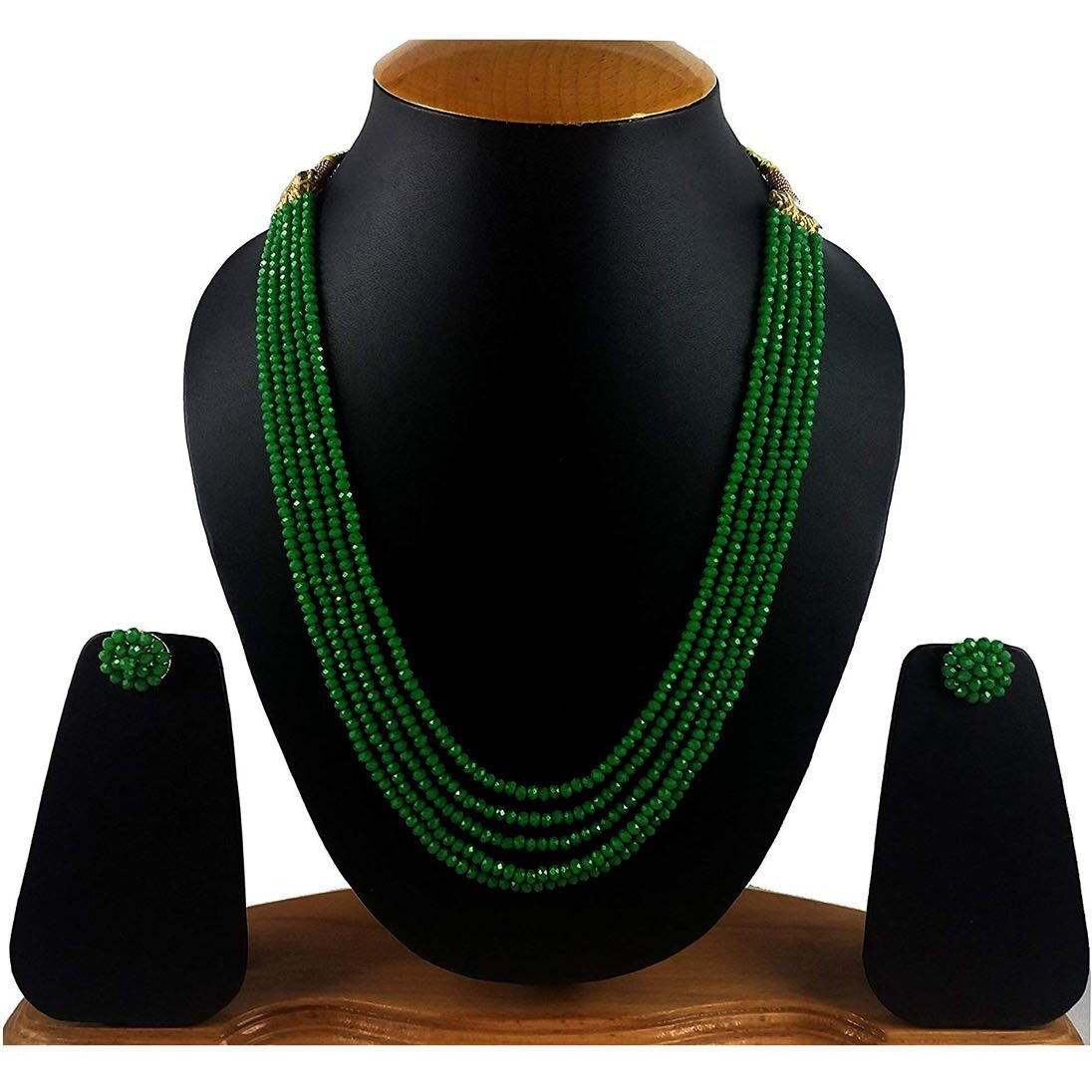 Karatcart Light Green Crystal Beads Multi-Strand Necklace Set For Womens