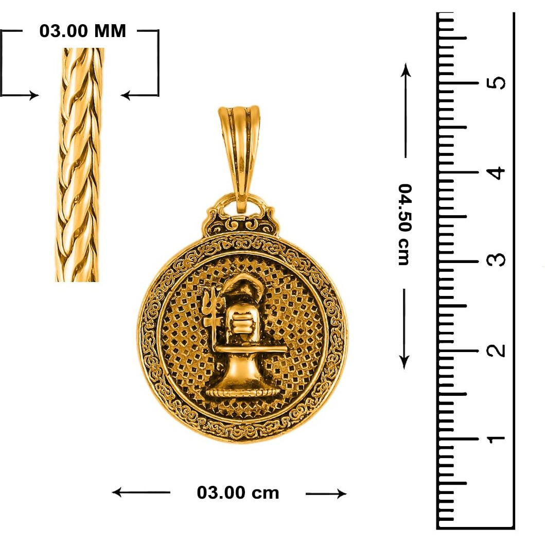 Nakabh Oxidised Gold Plated 3D Pendant Chain for Men Boys (NAK-2304201)