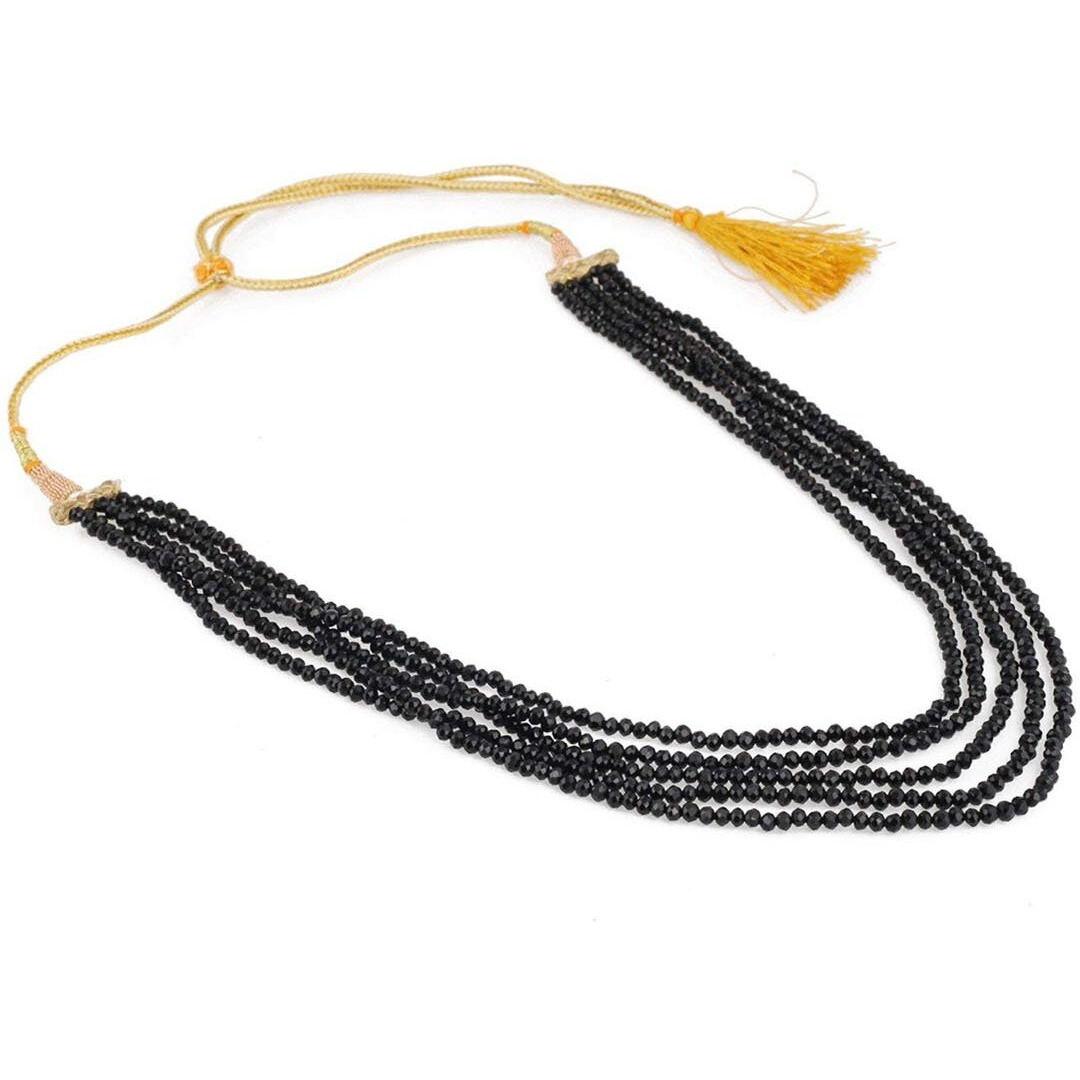 Karatcart Black Crystal Beads Multi-Strand Necklace Set for Women