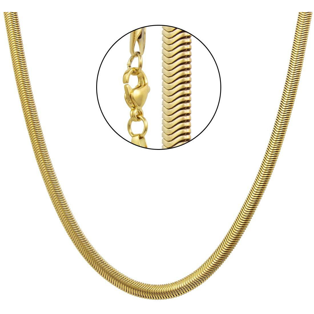 Nakabh Gold Plated Stainless Steel Snake Chain Necklace For Men Boys