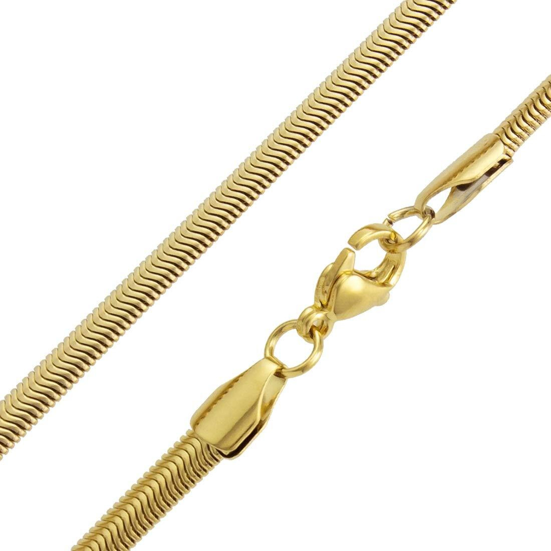 Nakabh Gold Plated Stainless Steel Snake Chain Necklace For Men Boys