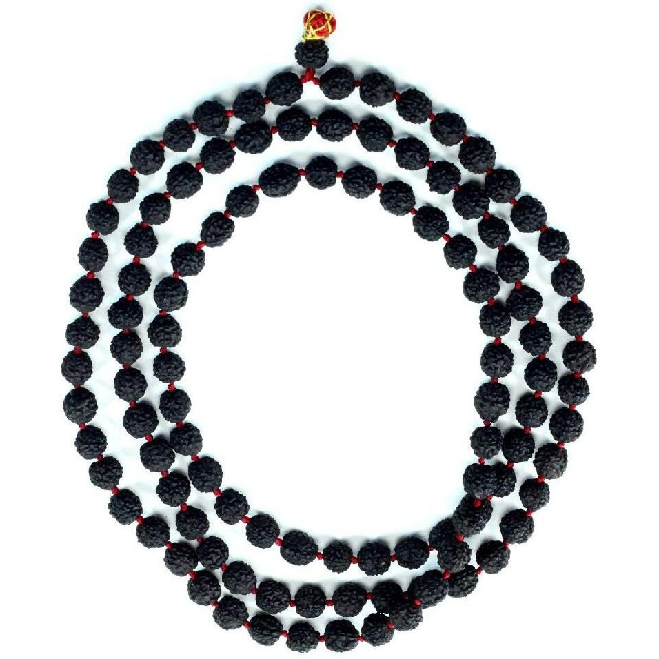 ASTRODIDI Black 5 Mukhi Rudraksha Mala Original Panch Mukha Mala 108+1 Beads for Men and Women