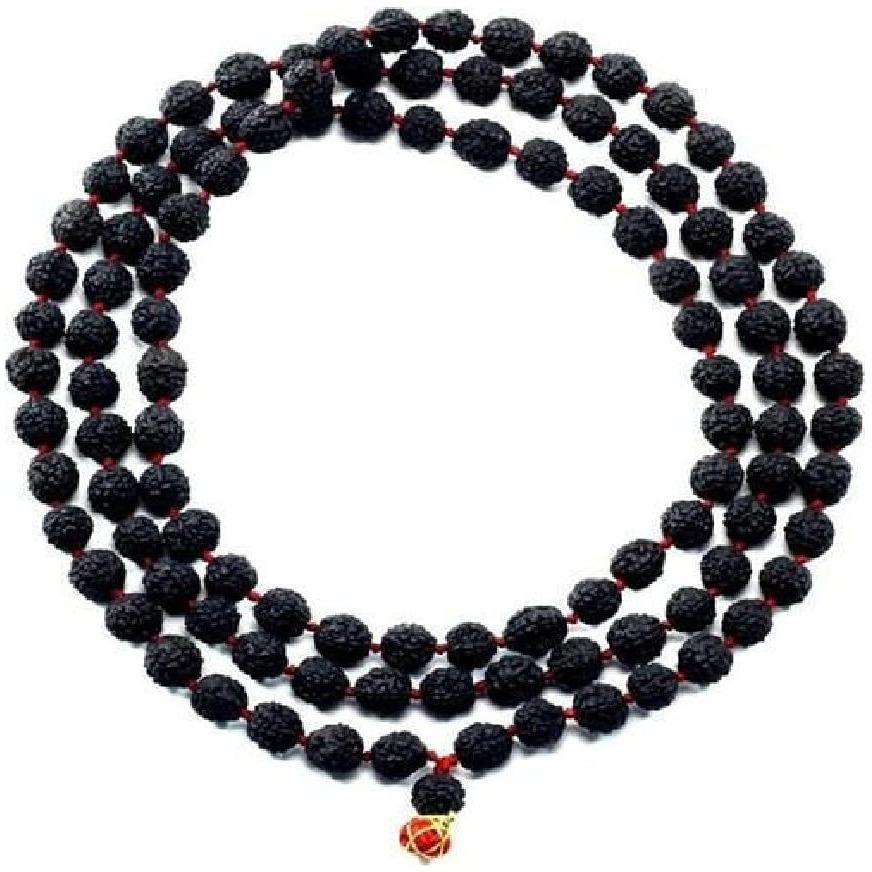 ASTRODIDI Black 5 Mukhi Rudraksha Mala Original Panch Mukha Mala 108+1 Beads for Men and Women