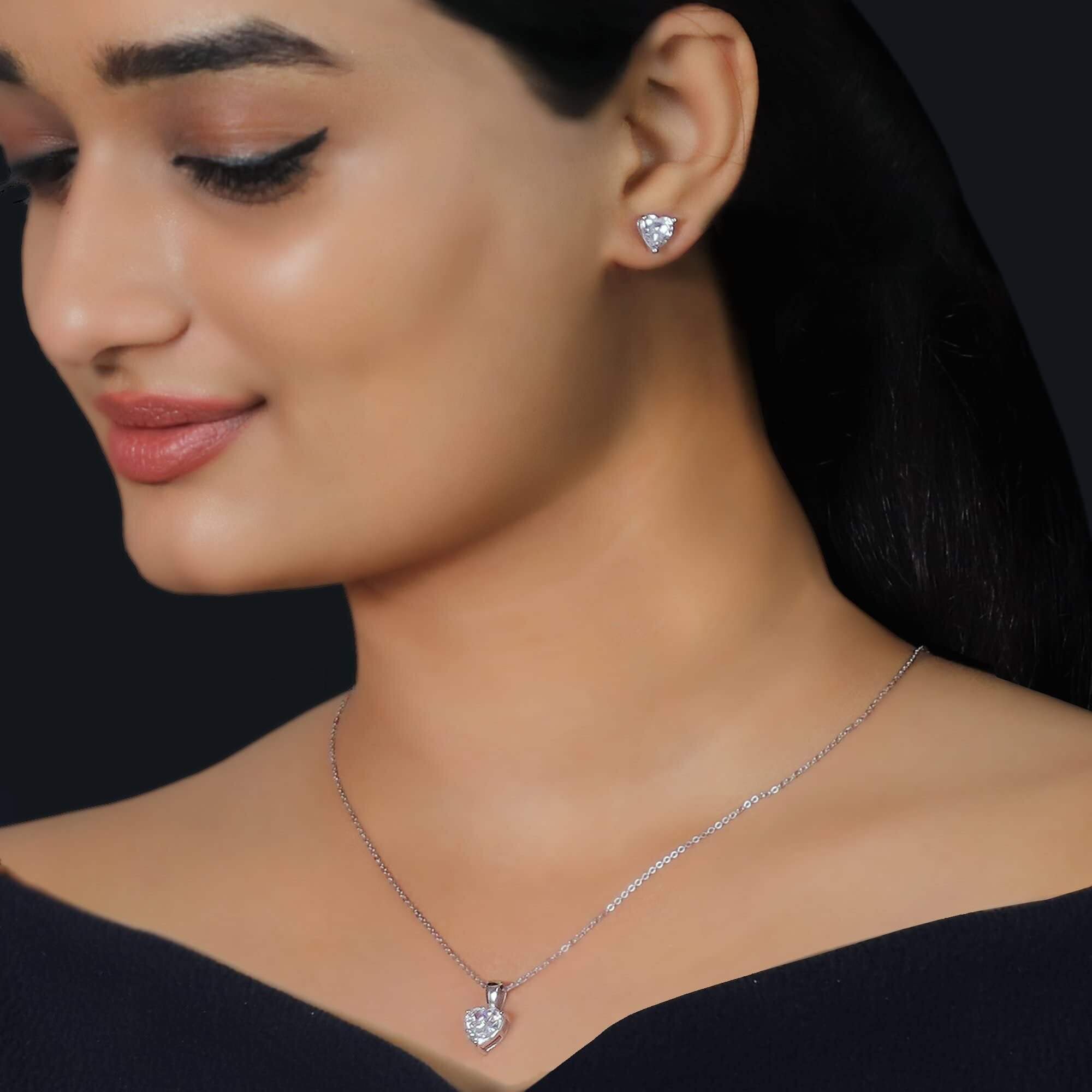 GIVA 925 Silver Anushka SharmaS Solitaire Heart Set With Necklace&Earrings| Rakhi Rakshabandhan Gift for Sister Bhabhi , Gifts for Women & Girls | With Certificate of Authenticity and 925 Stamp | 6 Months Warranty*