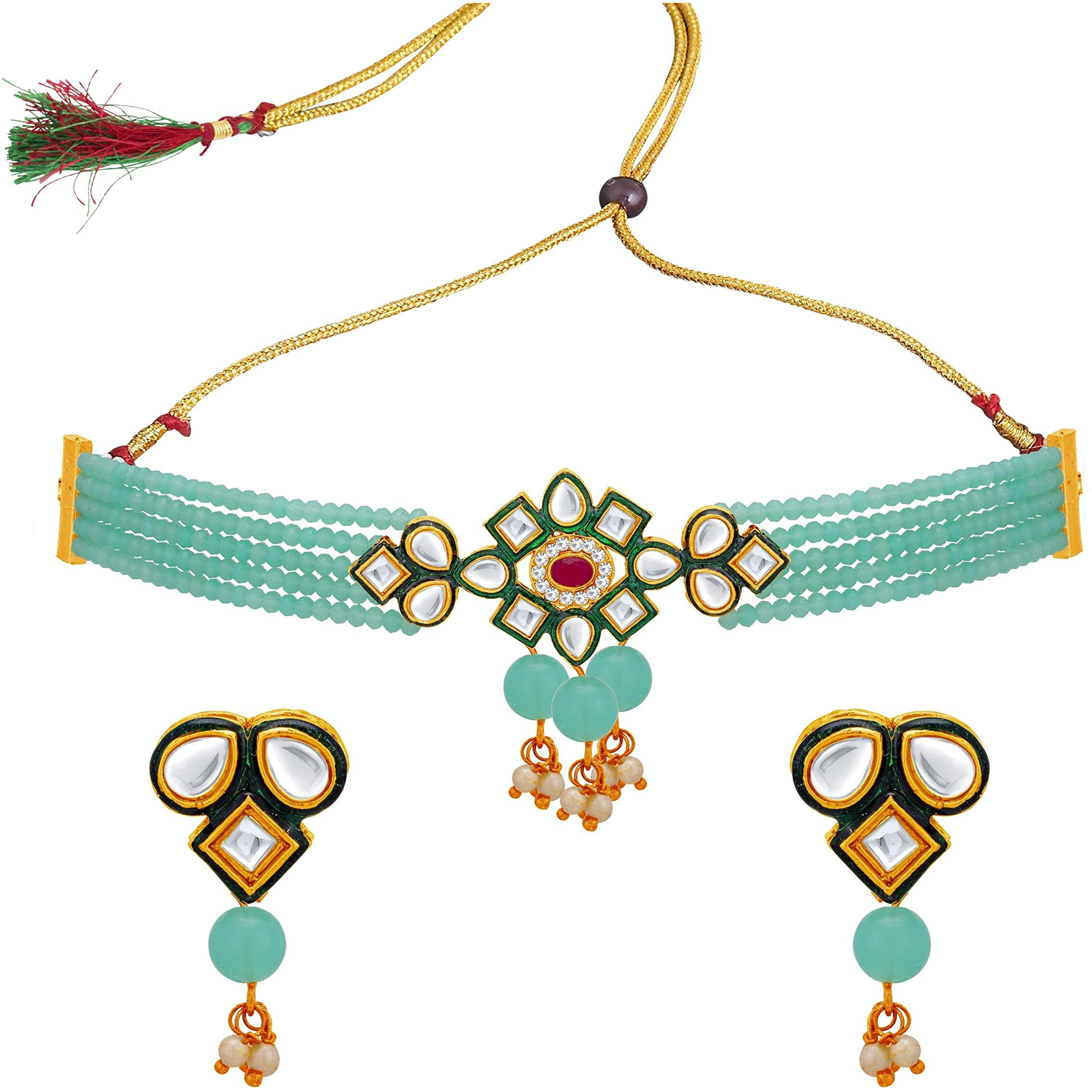 Sukkhi Cute Gold Plated Choker Necklace Set for Women (NS104341)