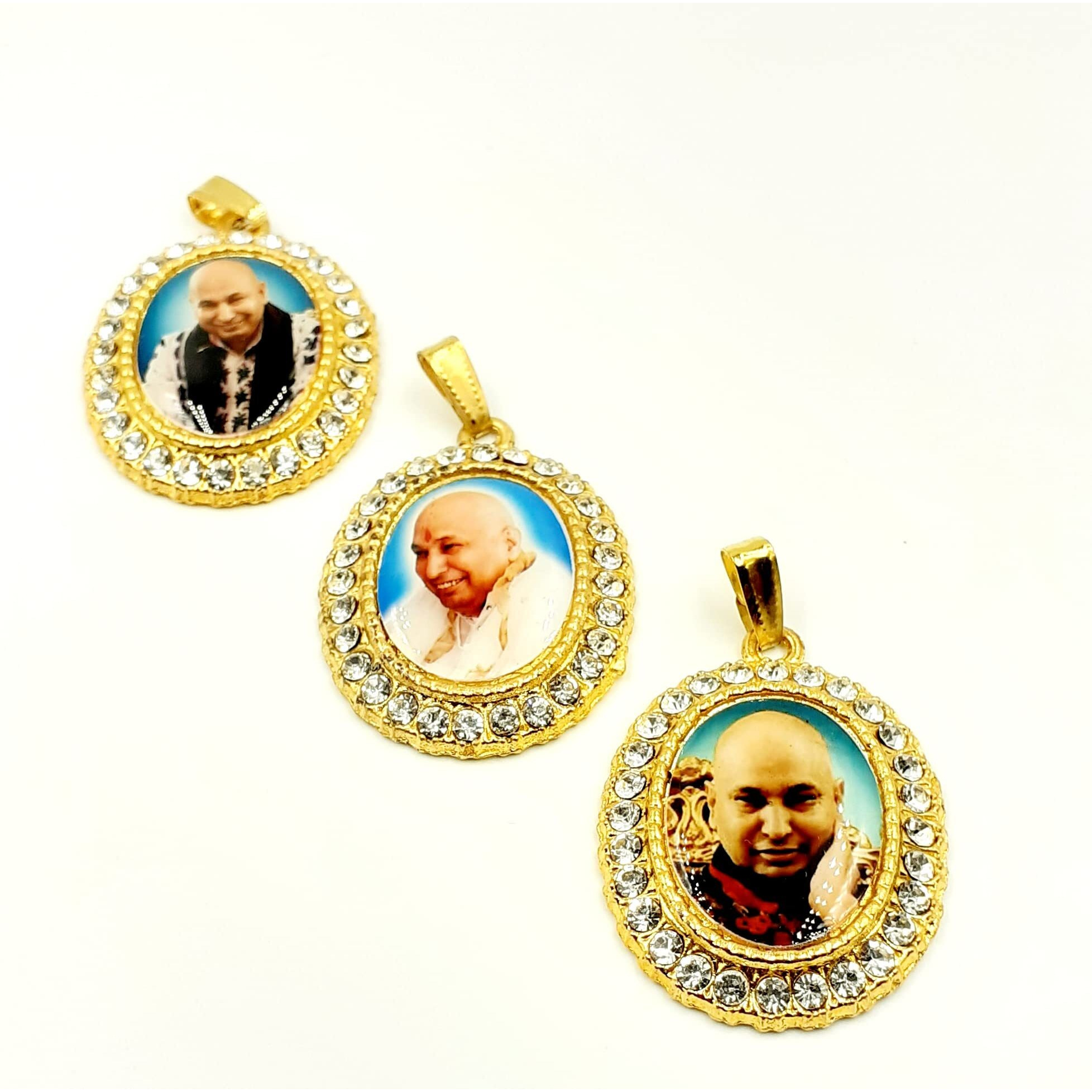 A n B Aish-n-Bless (Set of 5) GURU JI SWAROOP/Photo Golden Metal Pendants/Lockets for Neck Chain For Women,Men And Kids (Medium Size)