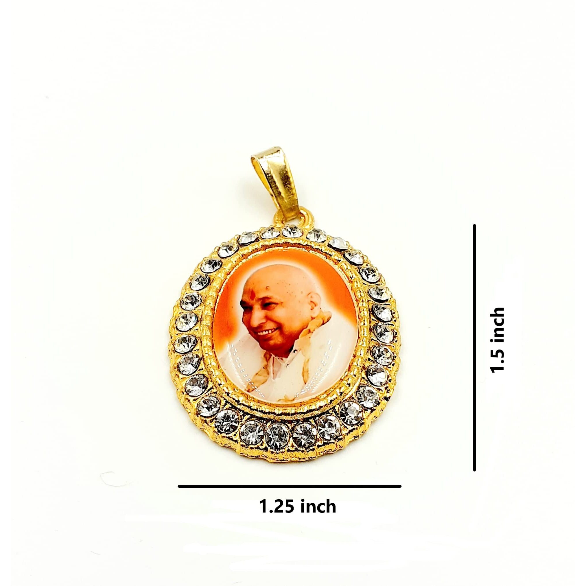 A n B Aish-n-Bless (Set of 5) GURU JI SWAROOP/Photo Golden Metal Pendants/Lockets for Neck Chain For Women,Men And Kids (Medium Size)