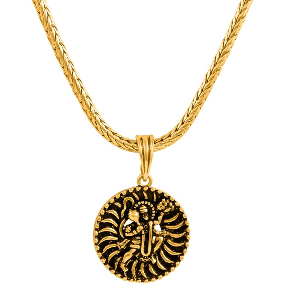 Nakabh Oxidised Gold Plated 3D Pendant Chain for Men Boys (Style 04)