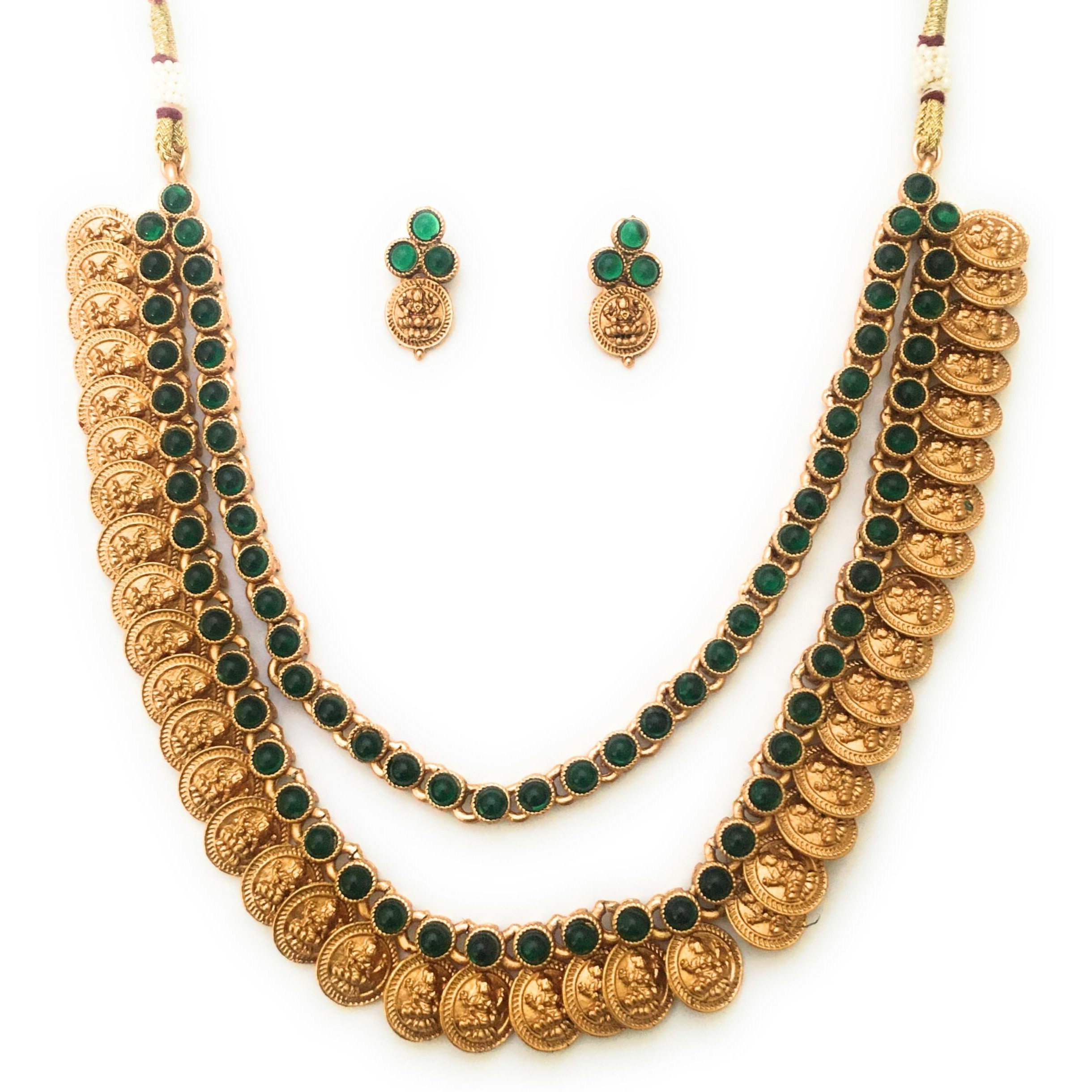 Sasitrends Traditional Matt Gold Plated Temple Necklace Jewellery set for Women and Girls