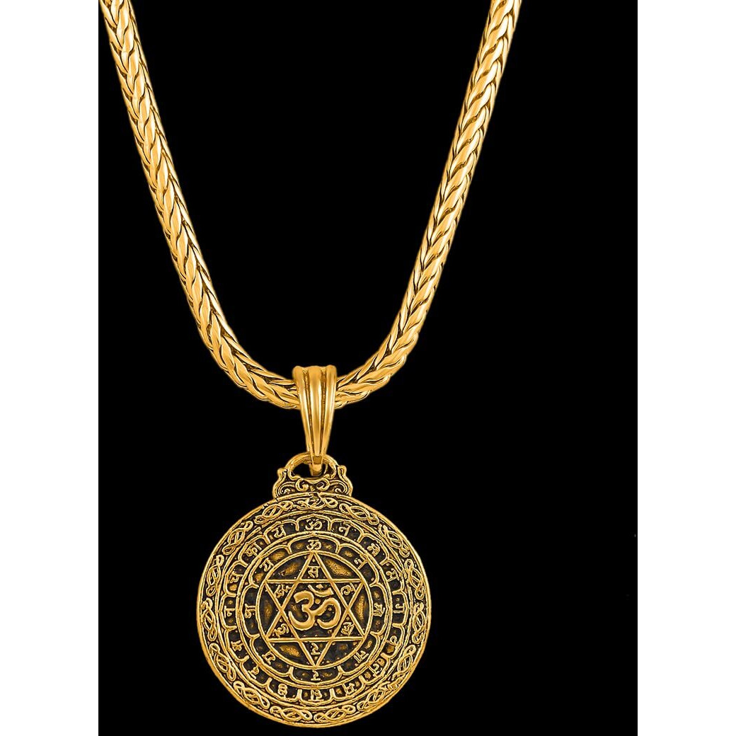 Nakabh Oxidised Gold Plated 3D Pendant Chain for Men Boys (NAK-2304203)