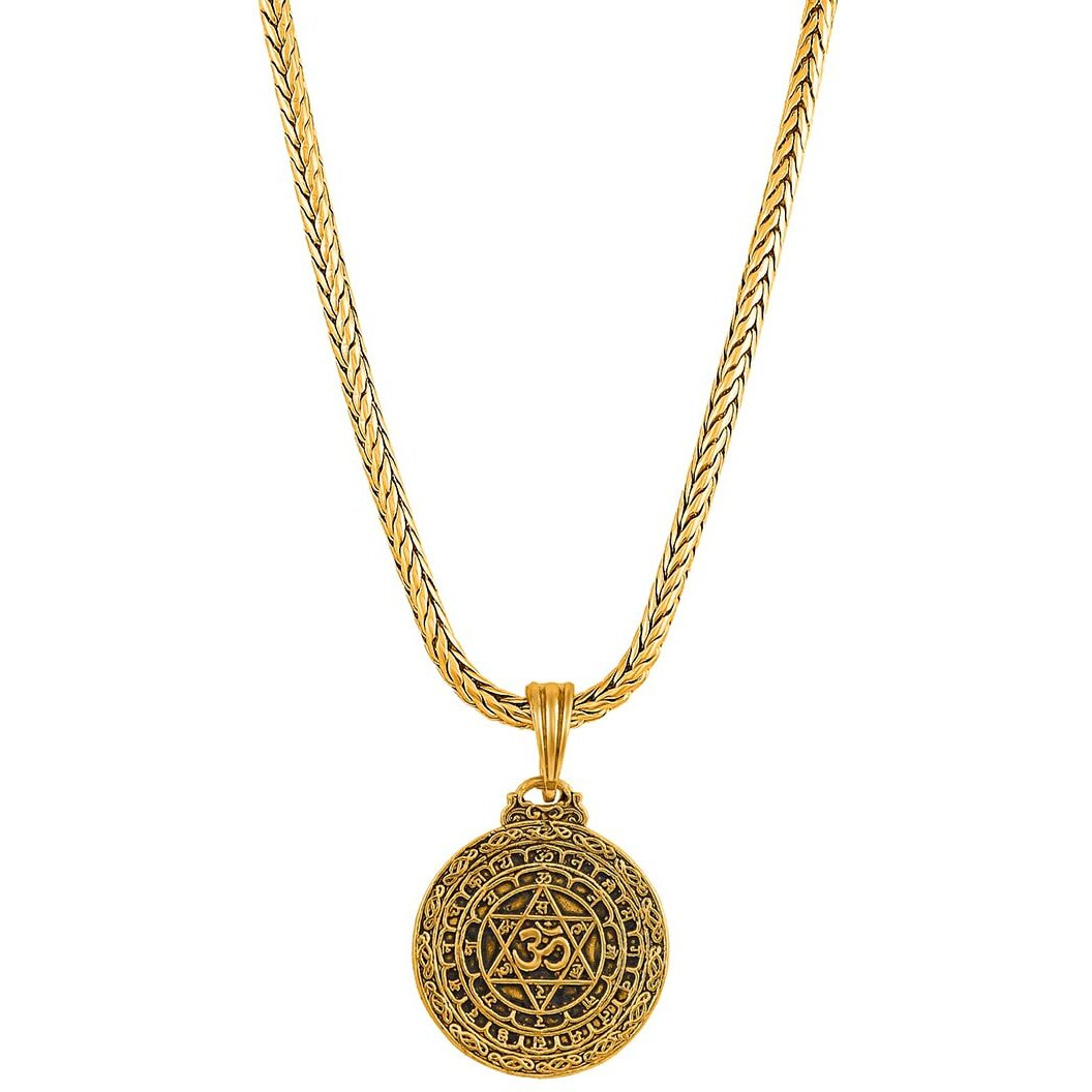 Nakabh Oxidised Gold Plated 3D Pendant Chain for Men Boys (NAK-2304203)