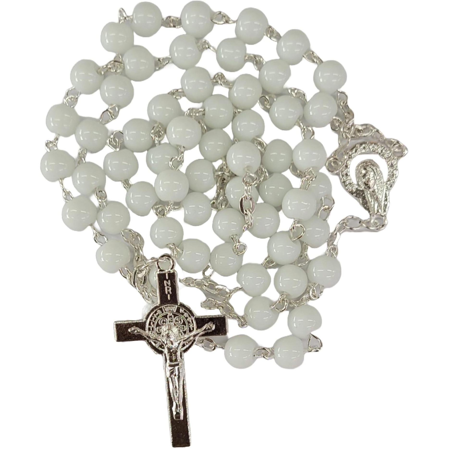 White Pearl Rosary for Wedding/Communion | Catholic Praying Rosary for Men & Women 6mm Beads (White Color)