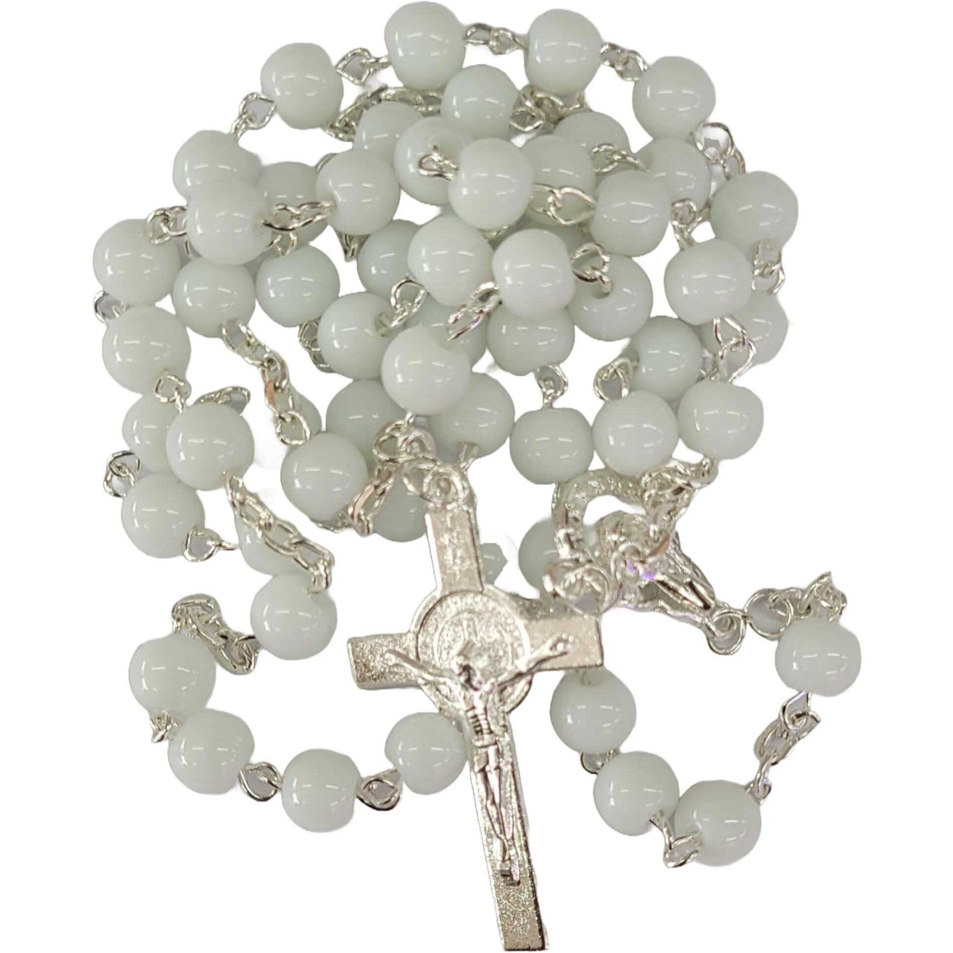 White Pearl Rosary for Wedding/Communion | Catholic Praying Rosary for Men & Women 6mm Beads (White Color)