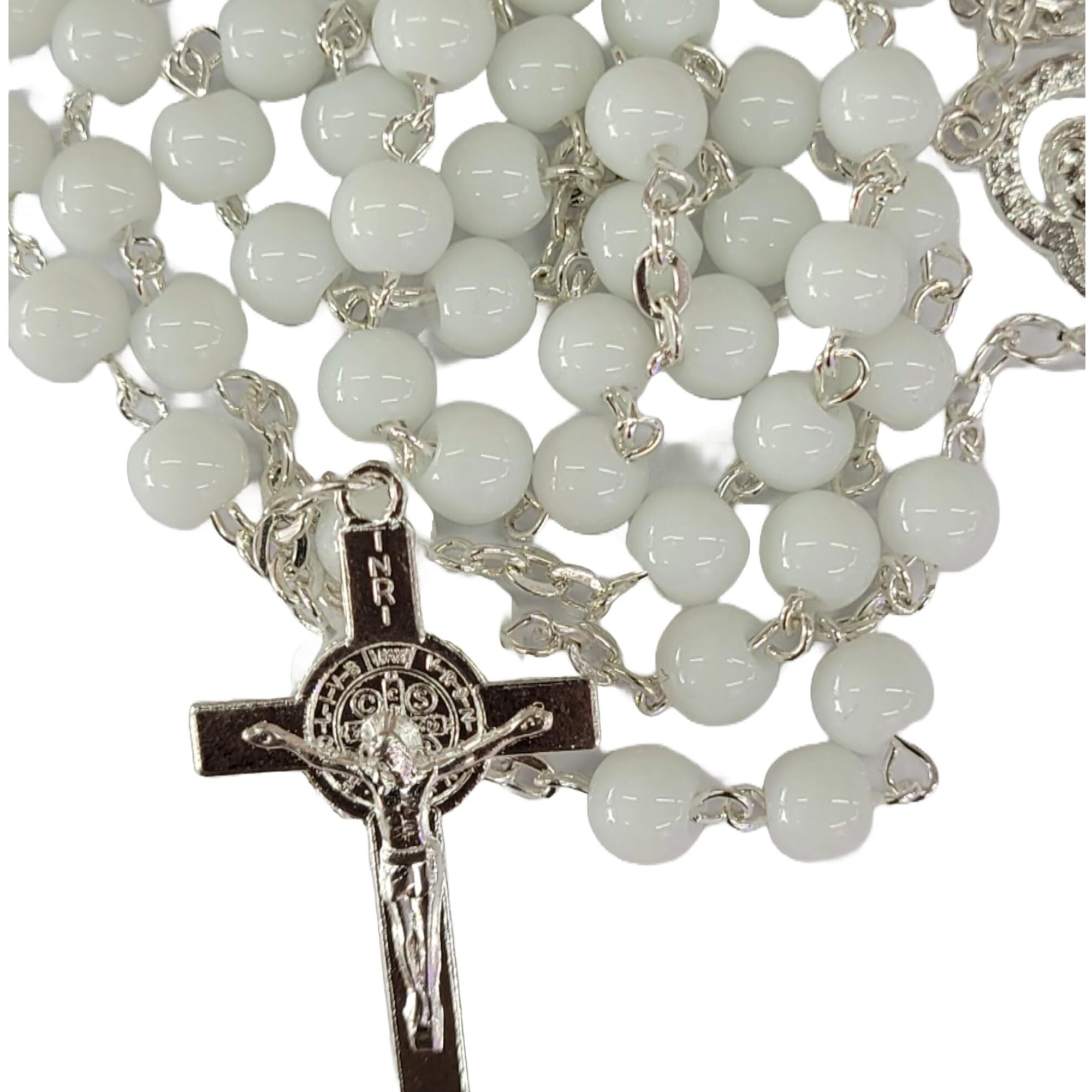 White Pearl Rosary for Wedding/Communion | Catholic Praying Rosary for Men & Women 6mm Beads (White Color)