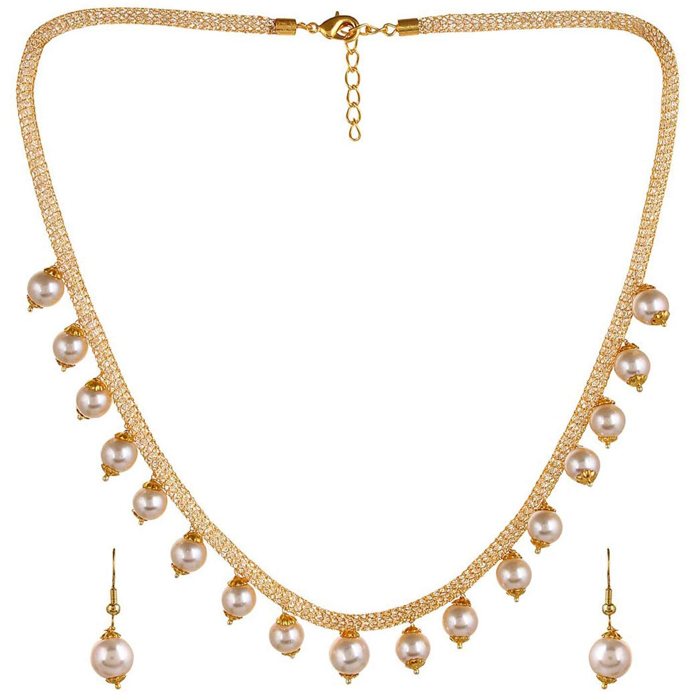 Sukkhi Adorable Gold Plated Wedding Jewellery Pearl Choker Necklace Set For Women (N82087_D1)