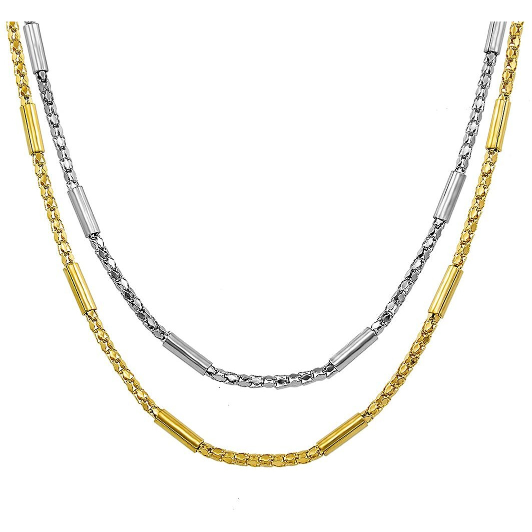 Nakabh Stainless Steel Necklace Chains for Men Women Girls Boys (Combo Gold Silver)