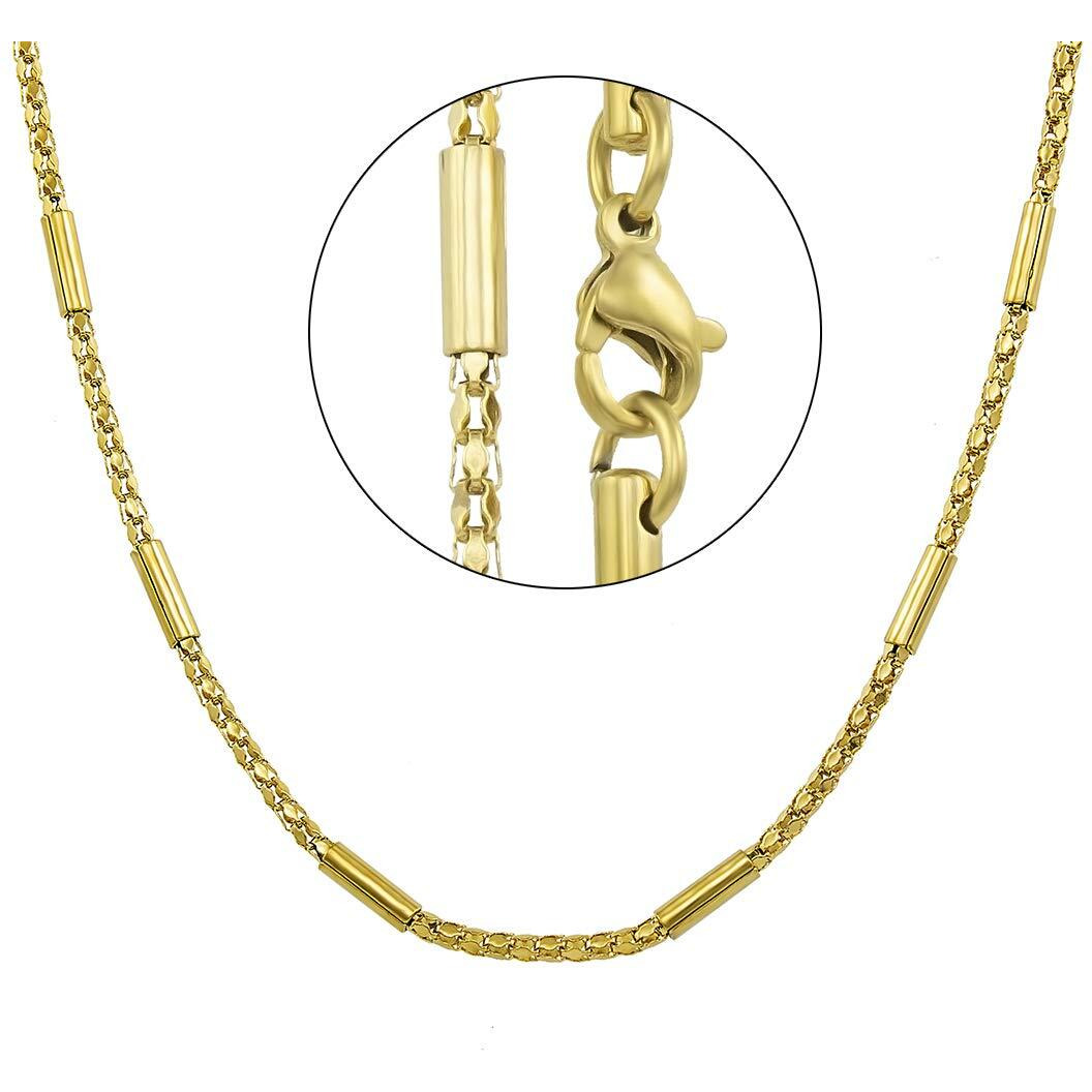 Nakabh Stainless Steel Necklace Chains for Men Women Girls Boys (Combo Gold Silver)