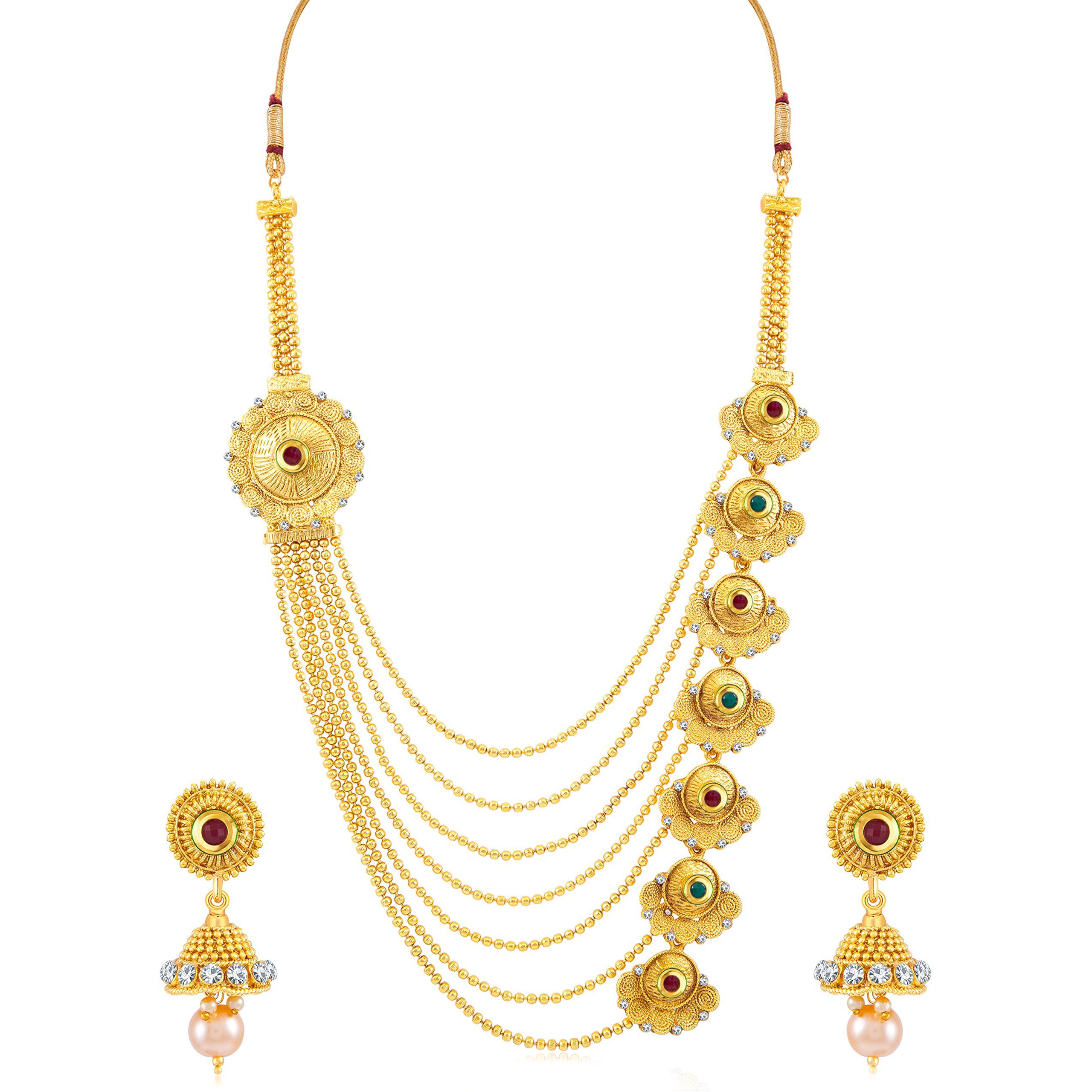 Sukkhi Alluring Gold Plated 7 String Necklace Set For Women (N71928GLDPH092017)