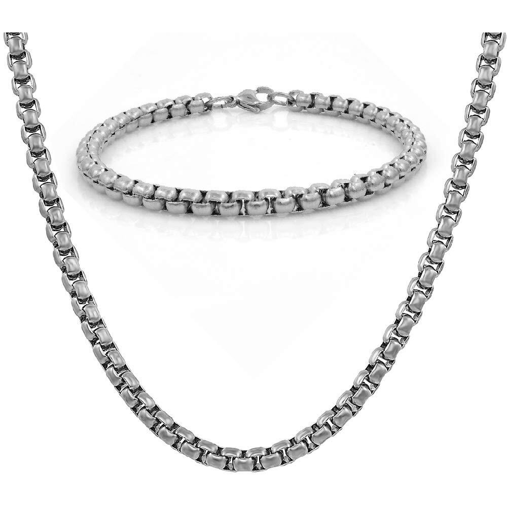 Nakabh Stainless Steel Elegant Statement Necklace Chain for Boys and Men (Combo - 08)