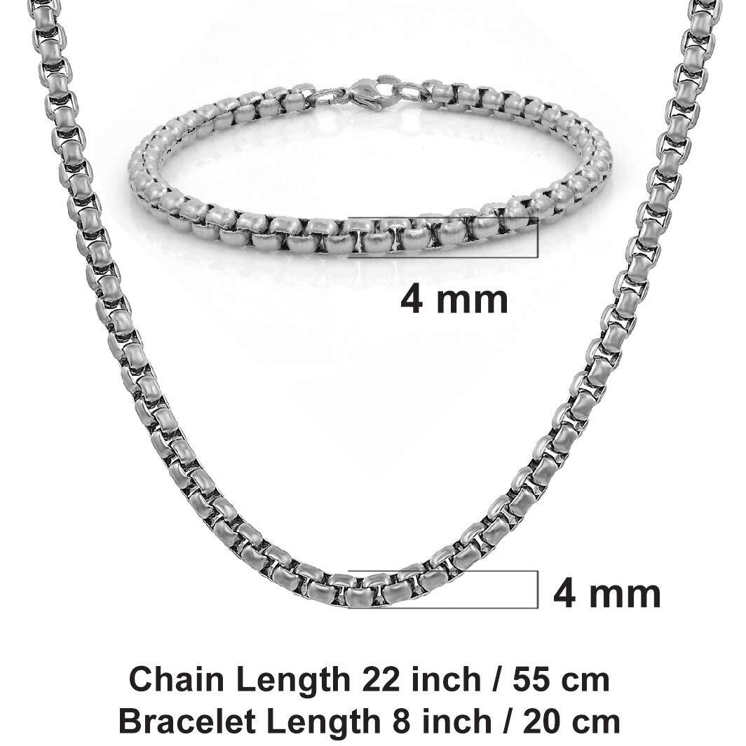 Nakabh Stainless Steel Elegant Statement Necklace Chain for Boys and Men (Combo - 08)