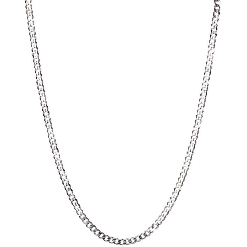 Clara Anti-Tarnish 92.5 Sterling Silver Curb Chain Necklace in 20 24 28 inches for Men & Boys