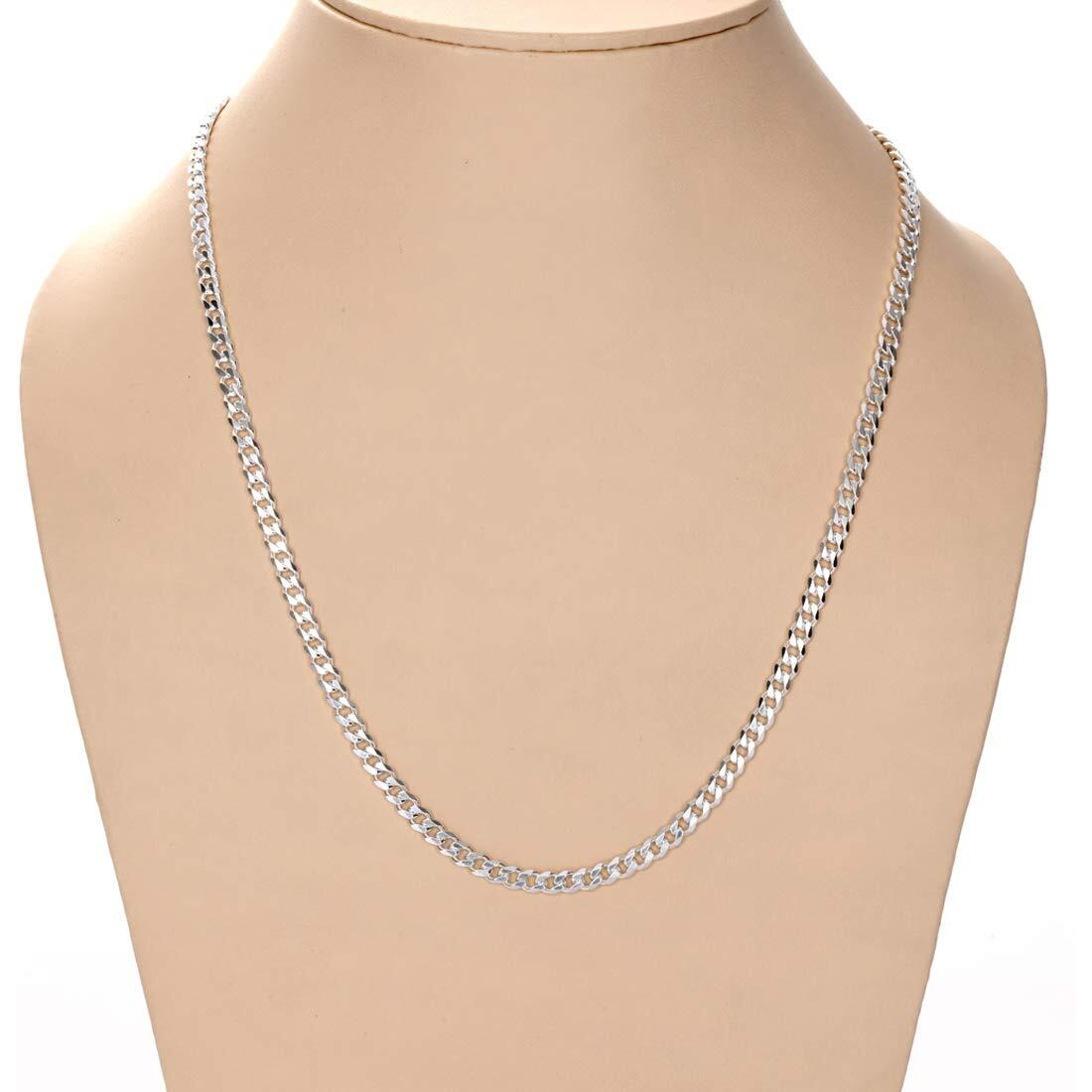 Clara Anti-Tarnish 92.5 Sterling Silver Curb Chain Necklace in 20 24 28 inches for Men & Boys