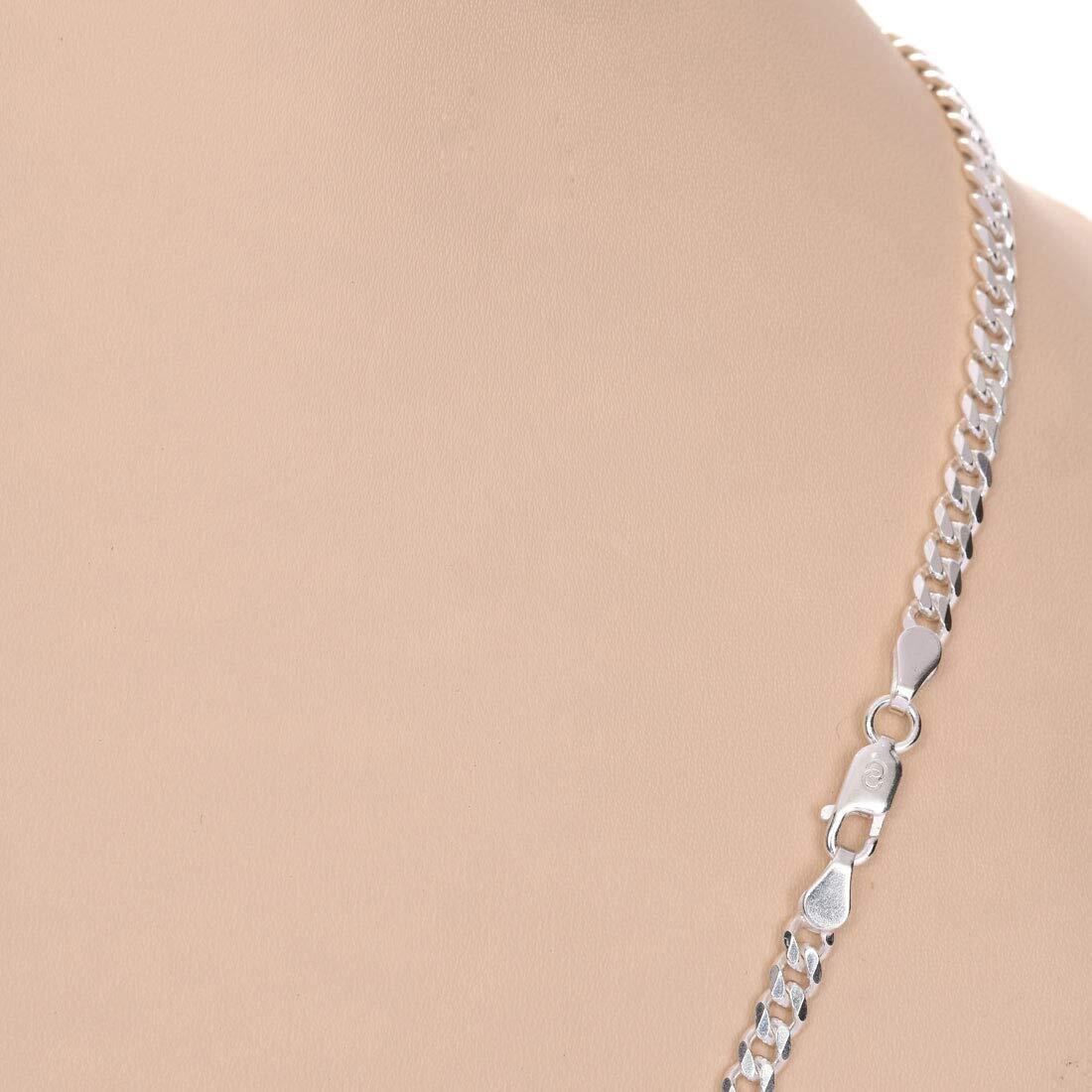 Clara Anti-Tarnish 92.5 Sterling Silver Curb Chain Necklace in 20 24 28 inches for Men & Boys