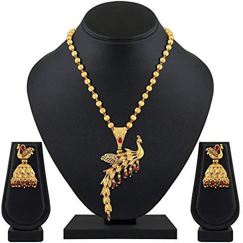 ASMITTA Peacock Inspired Gold toned Necklace for Women Jewellery Set/Jewelry for Girls