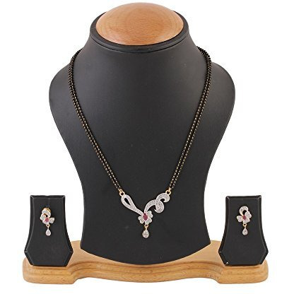 ZENEME Fashion American Diamond Gold Plated Designer Mangalsutra Combo 2 Jewellery for Women (Design-13)