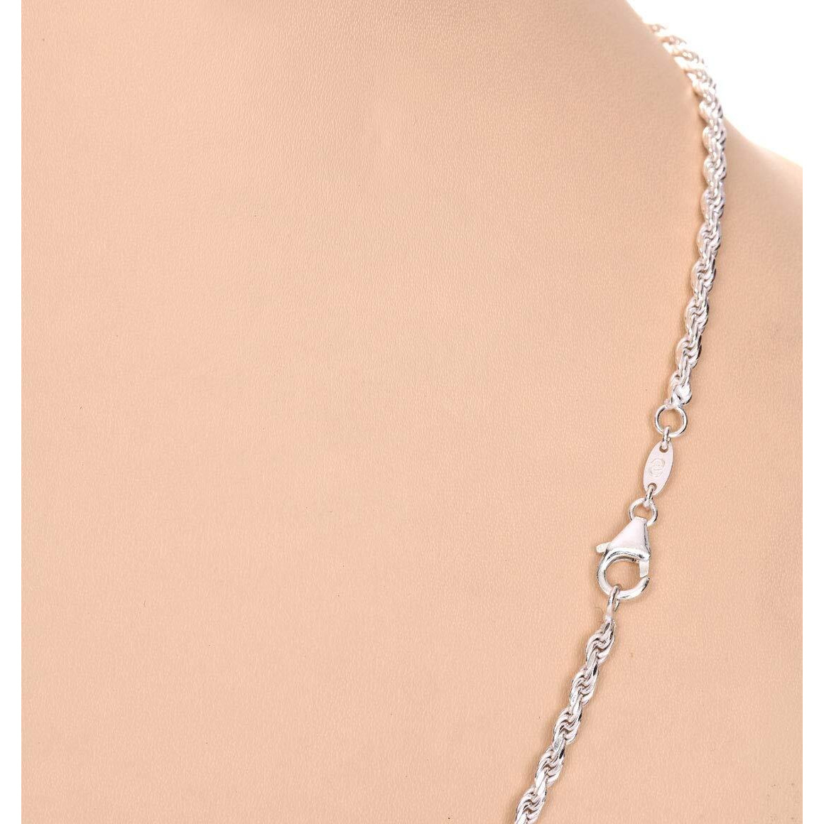 Clara Anti-Tarnish 92.5 Sterling Silver Rope Chain Necklace in 20 24 28 inches for Men & Boys