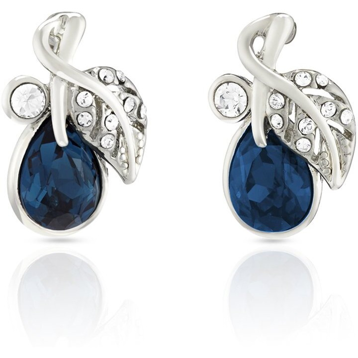 Mahi Blue Leaf Rhodium Plated Floral Pendant Set for Women NL1104107RBlu