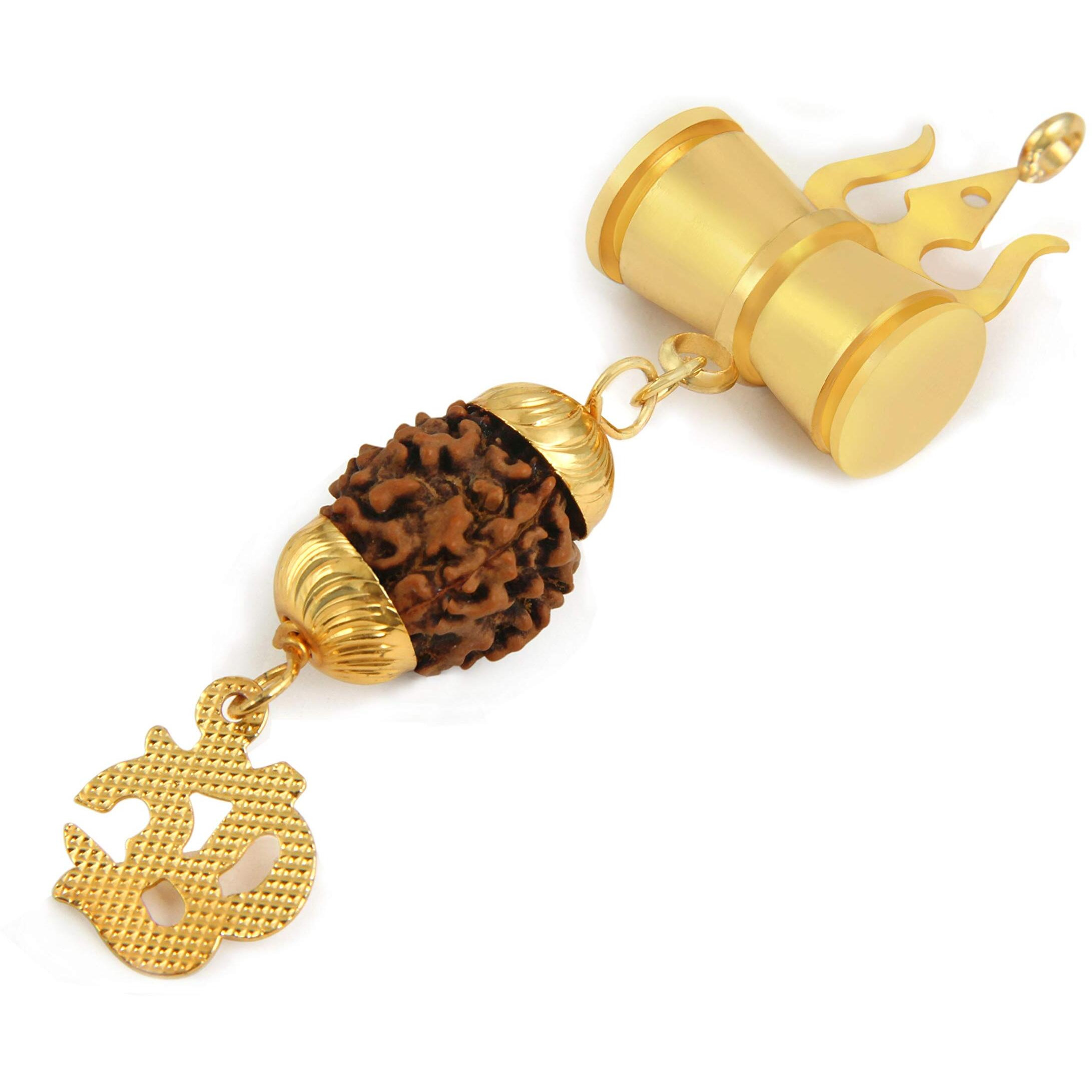 Charms Rudraksh Gold Plated Shiva Om Inspired Mala Pendant Set For Men & Women