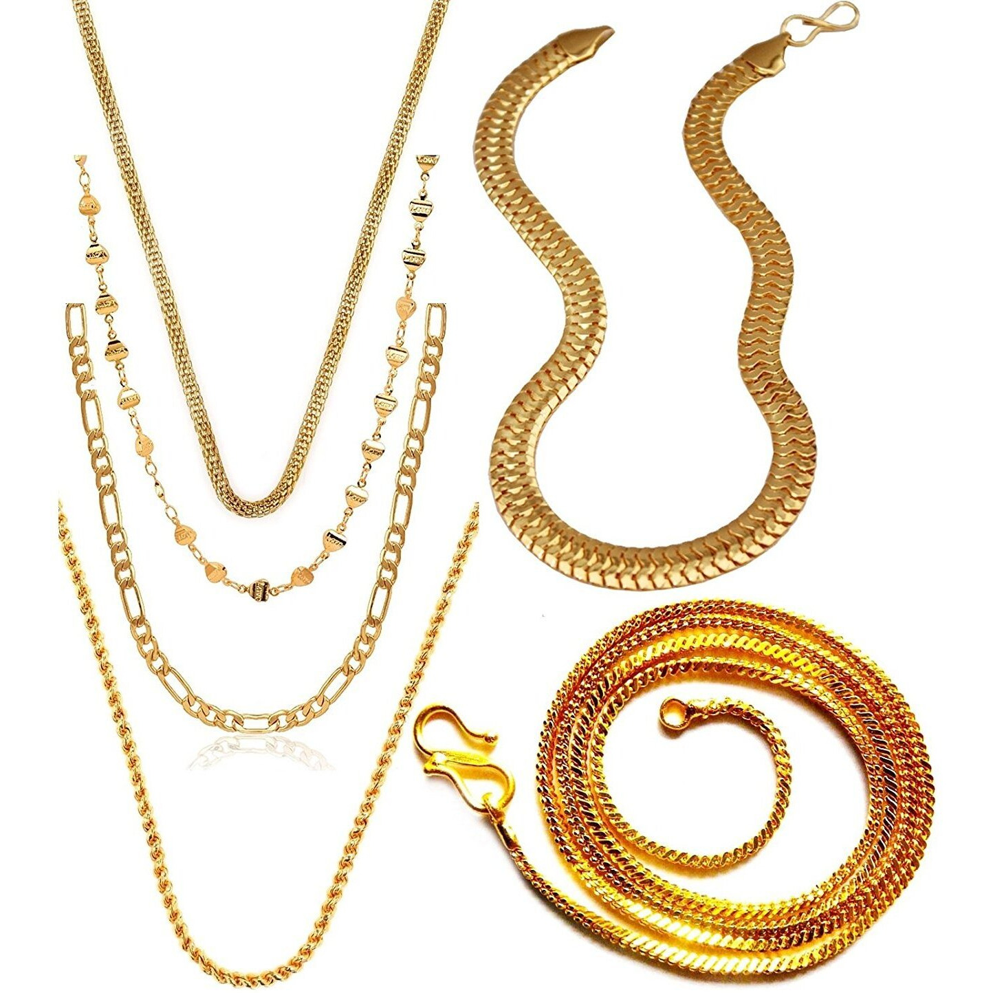 Charms Combo Of Six Gold Plated Chains For Boys & Men