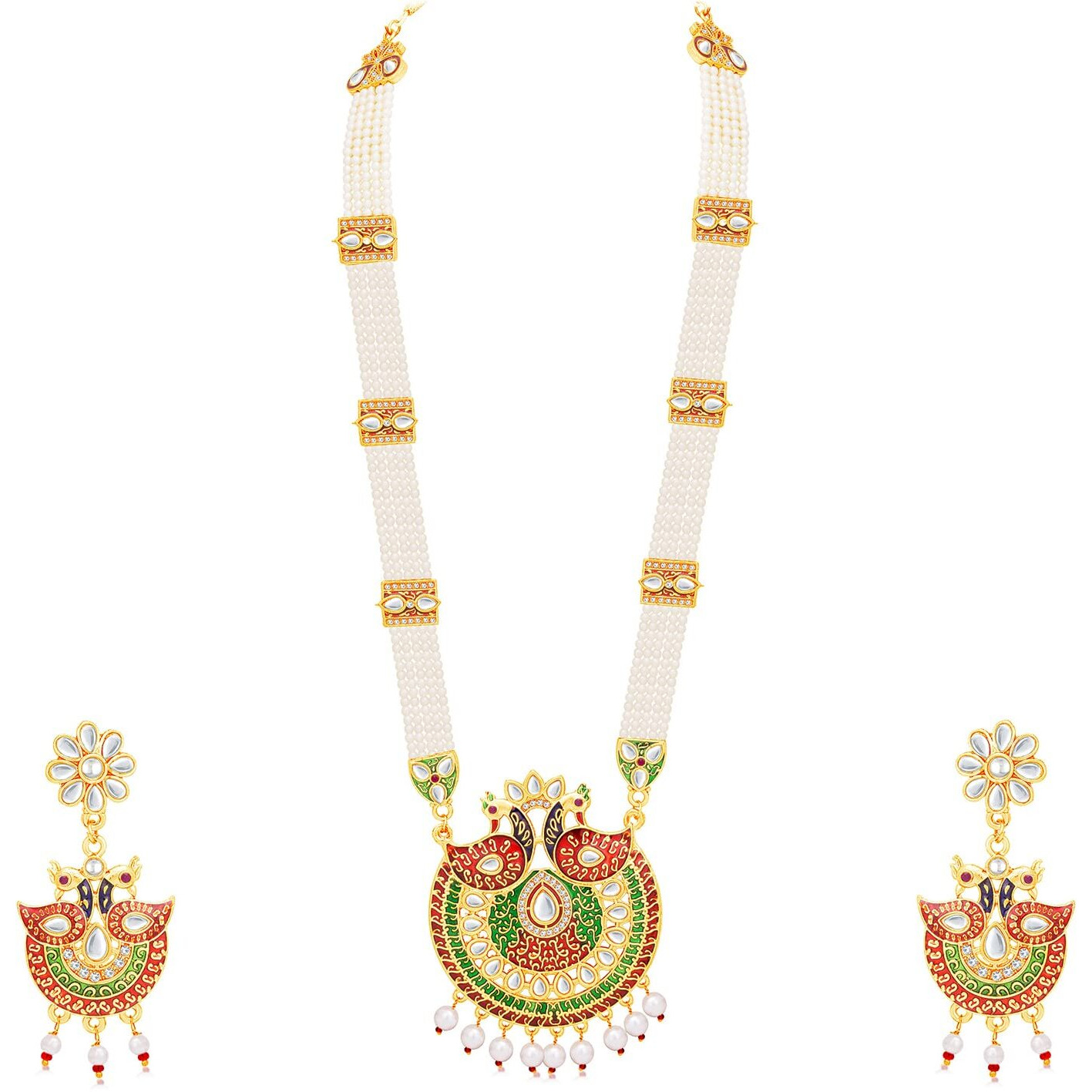 Sukkhi Bewitching Gold Plated Kundan & Pearl Collar Necklace Set For Women (Ns101245)